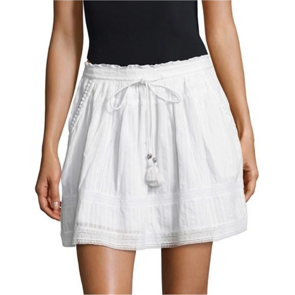 ZADIG & VOLTAIRE JOXINI WHITE COTTON LACE TRIM MINI SKIRT - Picture 11 of 14